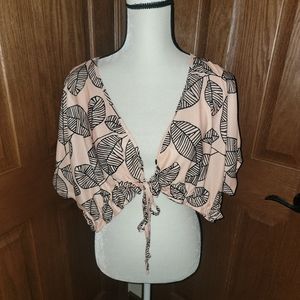 Tropical Black and Pink Tie Crop Top